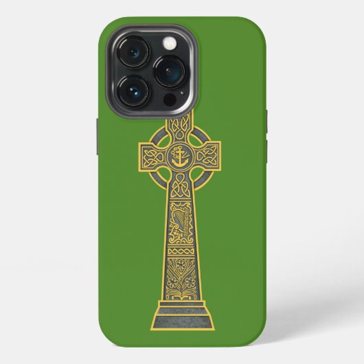 Keltisch kruis met harp iPhone hoesje (Achterkant)