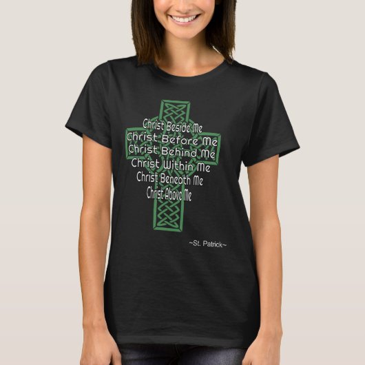 Keltisch Kruis Shirt St. Patrick Gebed Christelijk (Voorkant)
