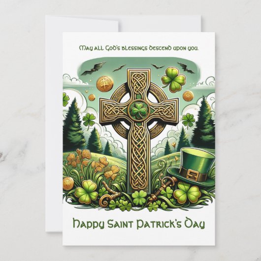 Keltisch kruis: St. Patrick's Day-viering Feestdagenkaart (Voorkant)