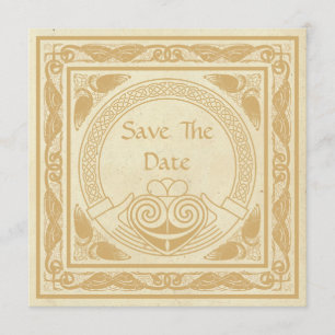 Keltisch ontwerp met Claddagh bruiloft bewaar de d Save The Date