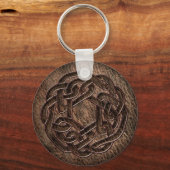 Keltisch ornament gegraveerd op leder sleutelhanger (Voorkant)