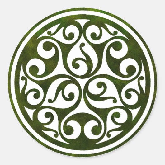 Keltisch ornament ontwerp van mosspathstoneworks.c ronde sticker (Voorkant)