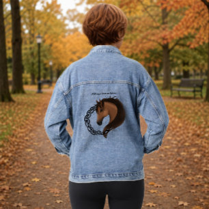 Keltisch Paard Geel Knoopwerk Cirkel Mythisch Equi Denim Jacket