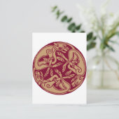 Keltisch patroon met honden - bordeaux en beige briefkaart (Staand voorkant)