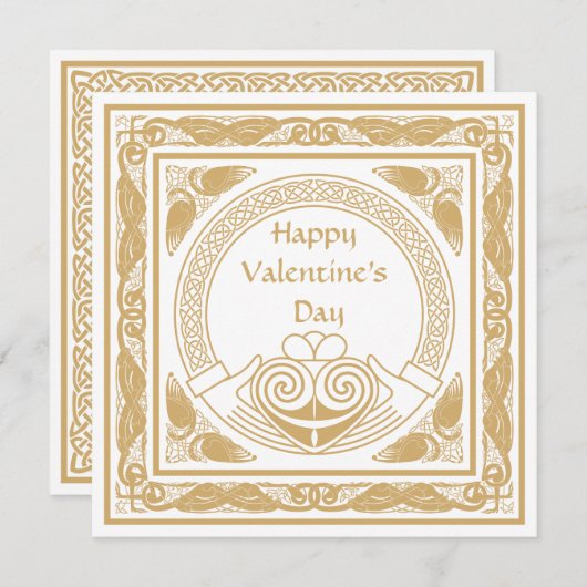 Keltisch prettige Valentijnsdag met Ierse Claddagh Feestdagenkaart (Voorkant / Achterkant)