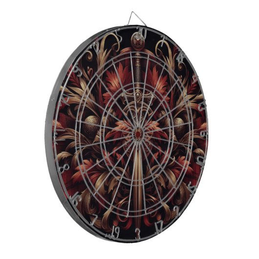 Keltisch Schots rood en brons zwaard Dartbord (Voorkant Links)