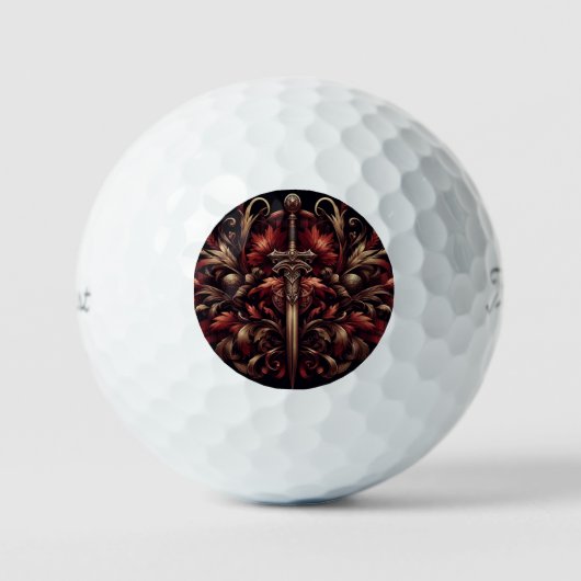 Keltisch Schots rood en brons zwaard Golfballen (Voorkant)