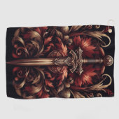 Keltisch Schots rood en brons zwaard Golfhanddoek (Horizontaal)