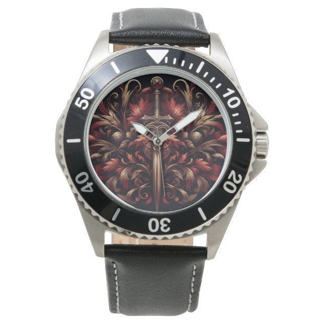 Keltisch Schots rood en brons zwaard Horloge (Voorkant)
