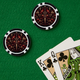 Keltisch Schots rood en brons zwaard Poker Chips