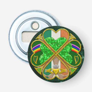 Keltisch Shamrock Erfgoed Symbool Iers Geïnspireer Button Flesopener