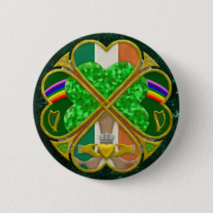 Keltisch Shamrock Erfgoed Symbool Iers Geïnspireer Ronde Button 5,7 Cm
