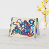 Keltisch Viking Horse Wenskaart Kaart (Gele Bloem)