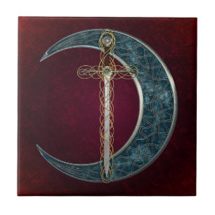 Keltisch zwaard en maan tegeltje