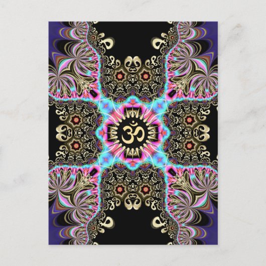 Keltische Arabesque Fusion Gold OM Art Briefkaart (Voorkant)