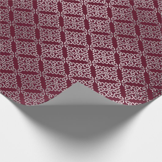 Keltische Arabesque Marokkaanse Maroon Bourgondië  Cadeaupapier (Hoek)