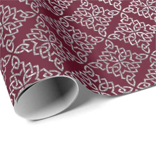 Keltische Arabesque Marokkaanse Maroon Bourgondië  Cadeaupapier (Rol Hoek)