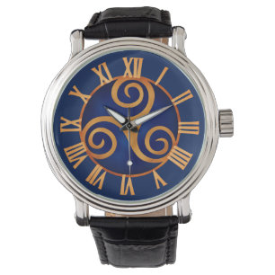 Keltische (Blauwe) Douane Triskelion Horloge