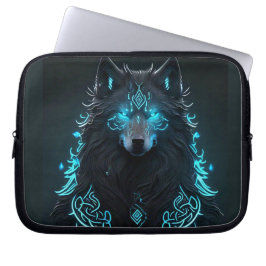 Keltische blauwe wolf laptop sleeve