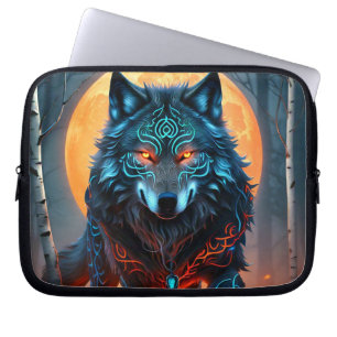 Keltische blauwe wolf laptop sleeve