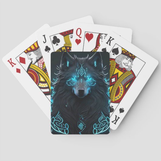 Keltische blauwe wolf pokerkaarten (Achterkant)