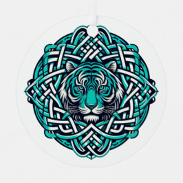 Keltische Blauwgroen tijger Metalen Ornament