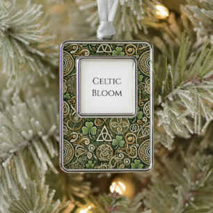 Keltische bloei verzilverd omlijst ornament