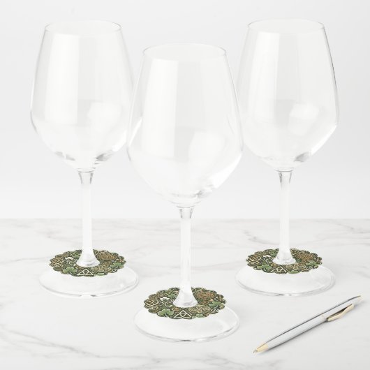 Keltische bloei wijnglaslabel (Set)