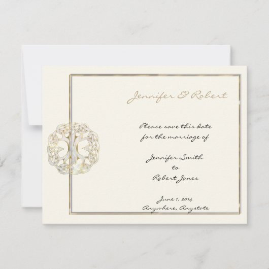 Keltische boom van het leven goud Save the Date (Voorkant)