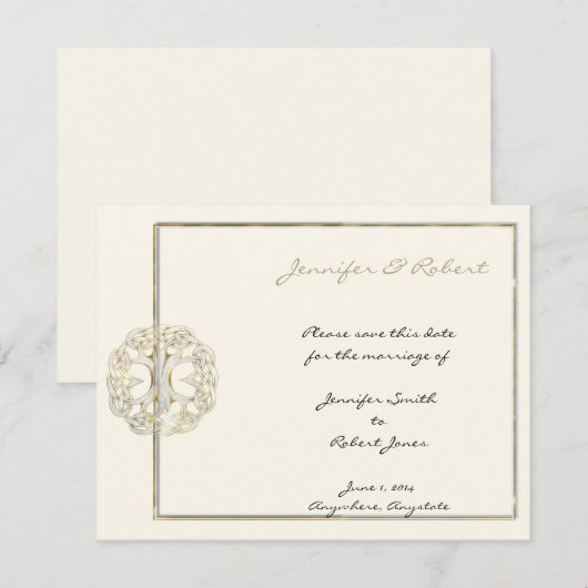 Keltische boom van het leven goud Save the Date (Voorkant / Achterkant)