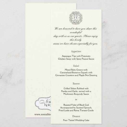 Keltische Boom van het Leven Huwelijk Menu (Voorkant / Achterkant)