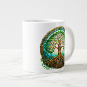 Keltische boom van het leven in smaragdgroen grote koffiekop (Voorkant rechts)