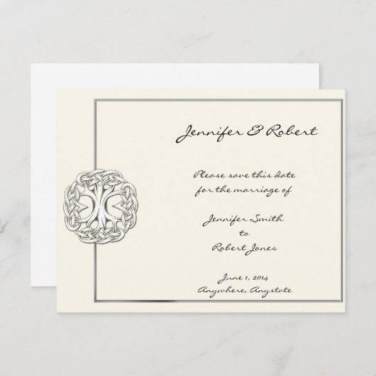 Keltische Boom van het Leven sparen de Datum Save The Date (Voorkant / Achterkant)