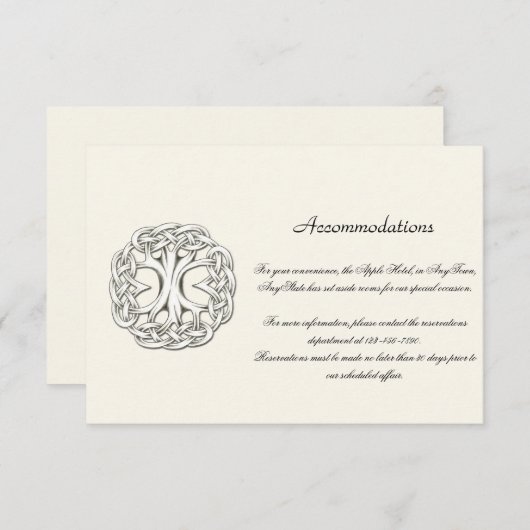 Keltische boom van het Levenslang Invoegsel Informatiekaartje (Voorkant / Achterkant)