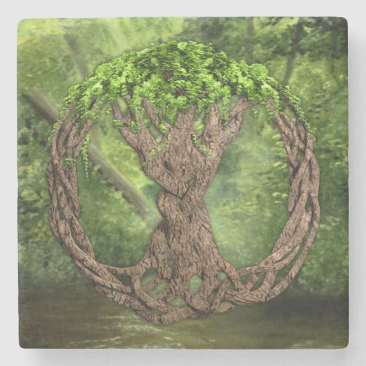 Keltische boom van leven stenen onderzetter (Voorkant)