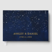 Keltische bruiloft Blue Night Stars Gold Wedding Gastenboek (Voorkant)
