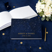Keltische bruiloft Blue Night Stars Gold Wedding Gastenboek