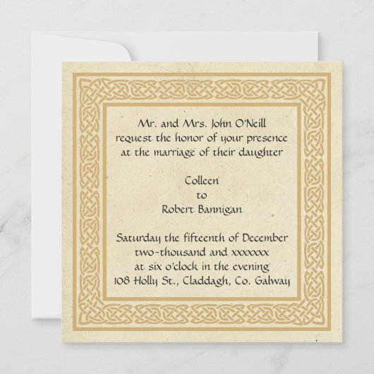 Keltische bruiloft uitnodiging met Claddagh. (Achterkant)