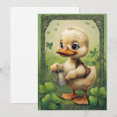 Keltische charme: Duckling Watering Four-Leaf Clov Kaart (Voorkant / Achterkant)