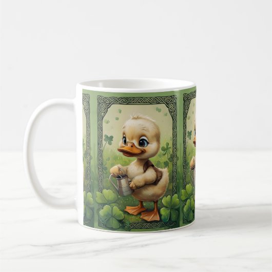 Keltische charme: Duckling Watering Four-Leaf Clov Koffiemok (Links)