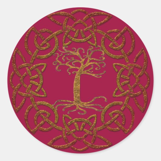 Keltische cirkelboom van het Iers Collectie van Li Ronde Sticker (Voorkant)