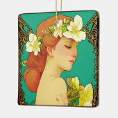 Keltische dame met bloemen in haar haar keramisch ornament (Links)