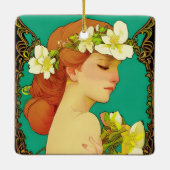 Keltische dame met bloemen in haar haar keramisch ornament (Achterkant)