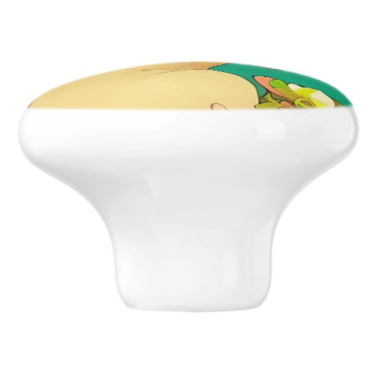 Keltische dame met bloemen in haar haar keramische knop (Zijkant)