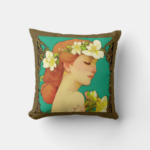Keltische dame met bloemen in haar haar kussen