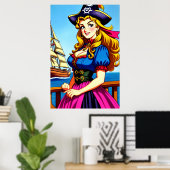 Keltische dame Pirate | AI Art Poster (Thuiskantoor)