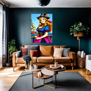Keltische dame Pirate AI Art Poster