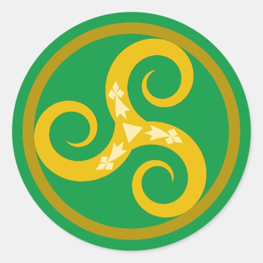 Keltische decoratieve gouden triskele symbool ronde sticker (Voorkant)