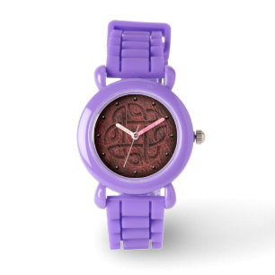 Keltische die knoop op leer digitaal art. in horloge