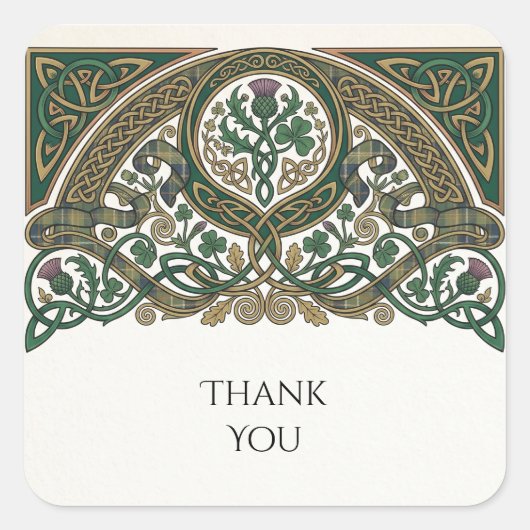 Keltische Distel Dank U Trouwsticker Vierkante Sticker (Voorkant)